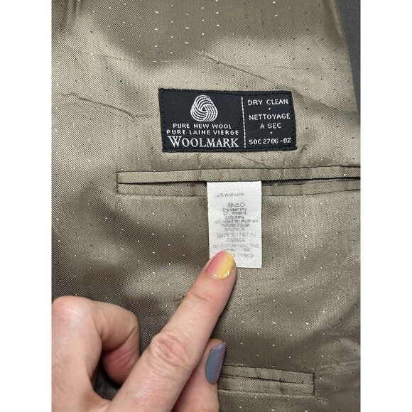 Calvin Klein 42L Gray 100% Wool Mens Suit Blazer Jacket Sport Coat 3 Button - Picture 7 of 9